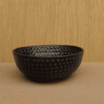 Handcrafted Textured Black Ceramic Bowl – Matte Finish with Dotted Pattern