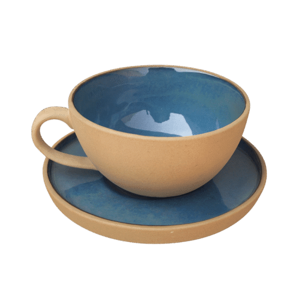 Matte beige ceramic bowl front view