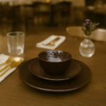 Handcrafted Textured Brown Ceramic Dinnerware Set – Rustic Stoneware Plate and Bowl Collection