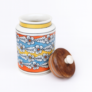 RNS-0643 red ceramic jar lid and body view