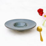 Handcrafted Ceramic Pasta Plate – Ocean Mist Glaze with Subtle Gold Rim