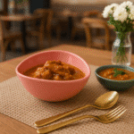 Handcrafted Triangular Ceramic Bowl – Coral Pink Glaze