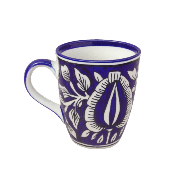 Dark blue ceramic tea cup with handcrafted glaze