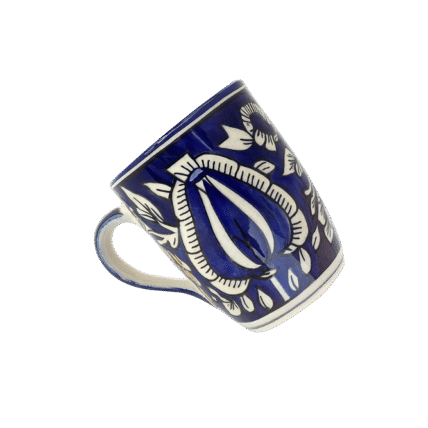 Dark blue ceramic cup with matte-finish texture